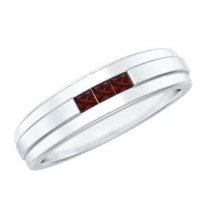 Gold Garnet Unisex Band Ring in Channel Setting