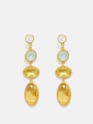 Gold-tone and gemstone drop earrings