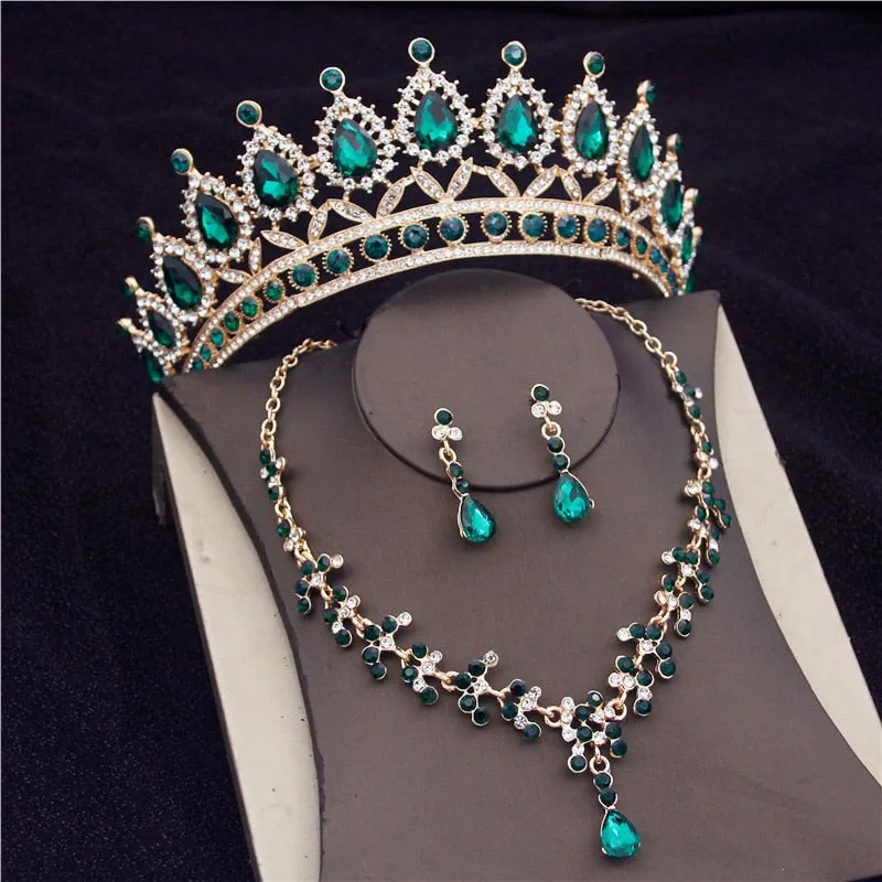 Gorgeous Crystal Bridal Jewelry Set Fashion Tiara Earrings Necklace