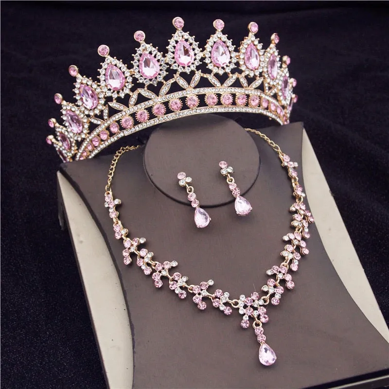 Gorgeous Crystal Bridal Jewelry Set Fashion Tiara Earrings Necklace