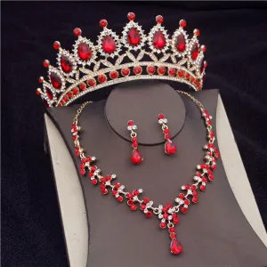 Gorgeous Crystal Bridal Jewelry Set Fashion Tiara Earrings Necklace