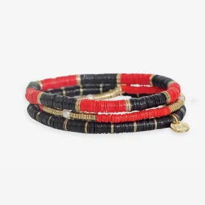 Ink   Alloy IA BSGZ2402 Grace Bracelet Stack of 3 black and red