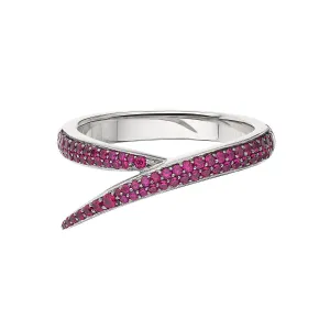 Interlocking Single Ring - 18ct White Gold & Ruby