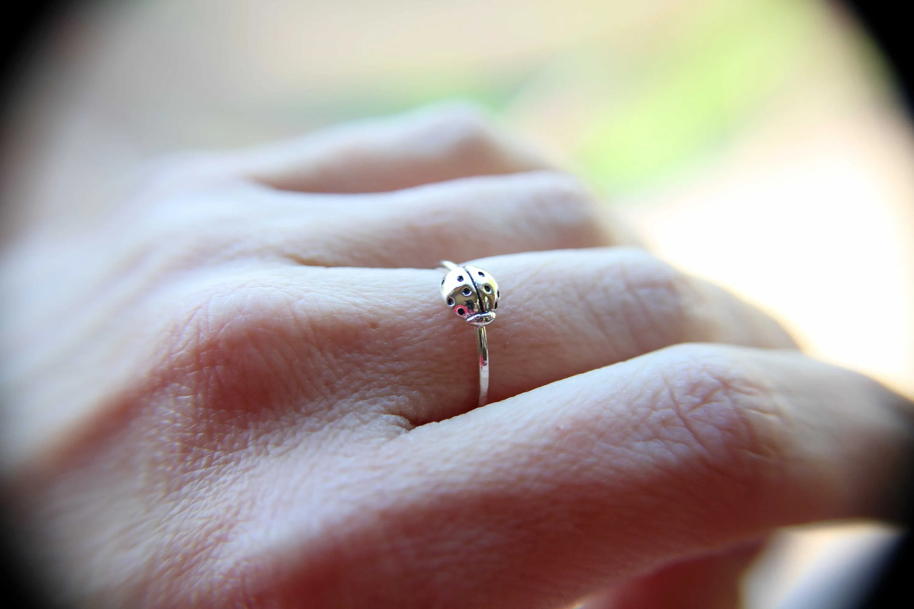 Ladybug Stacking Ring, Sterling Silver Stackable Ring, Good Luck Lady Bug Stack Ring Jewelry, Single Minimalist Lucky Bug Stacking Ring