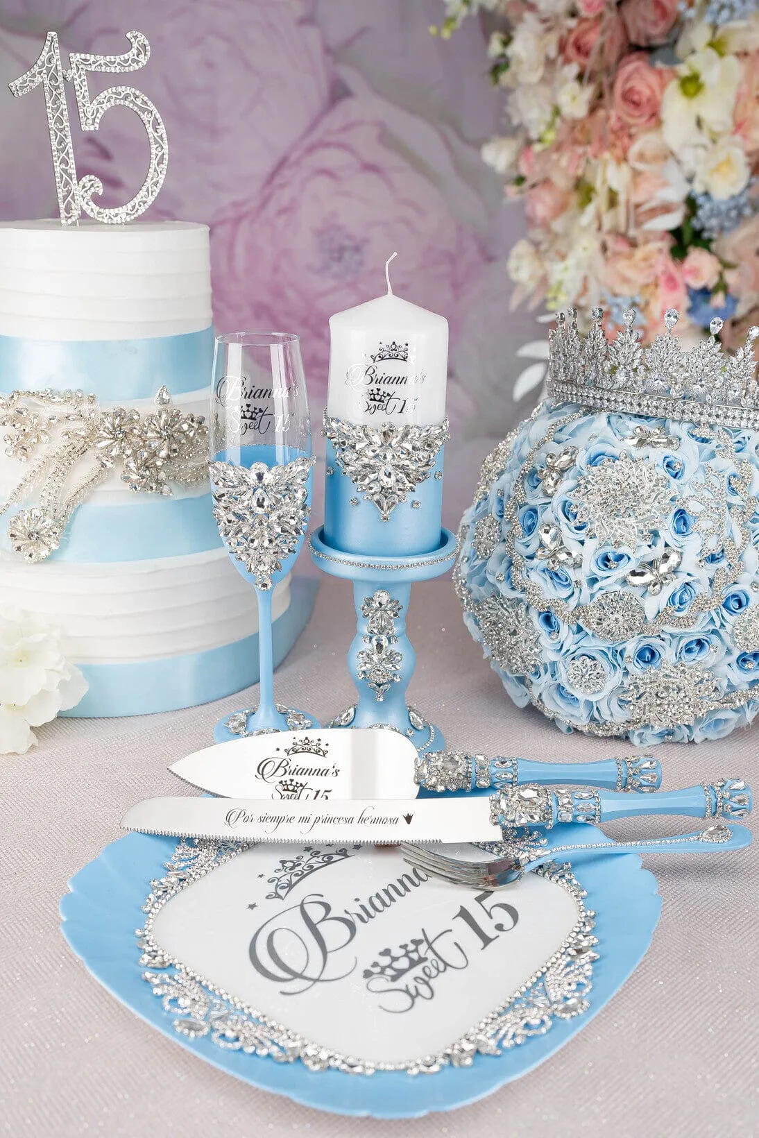 Light blue full quinceanera package