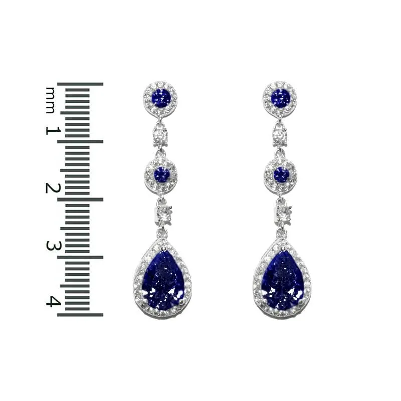 Lina Sapphire Dangle Pear Drop Earrings | 38mm