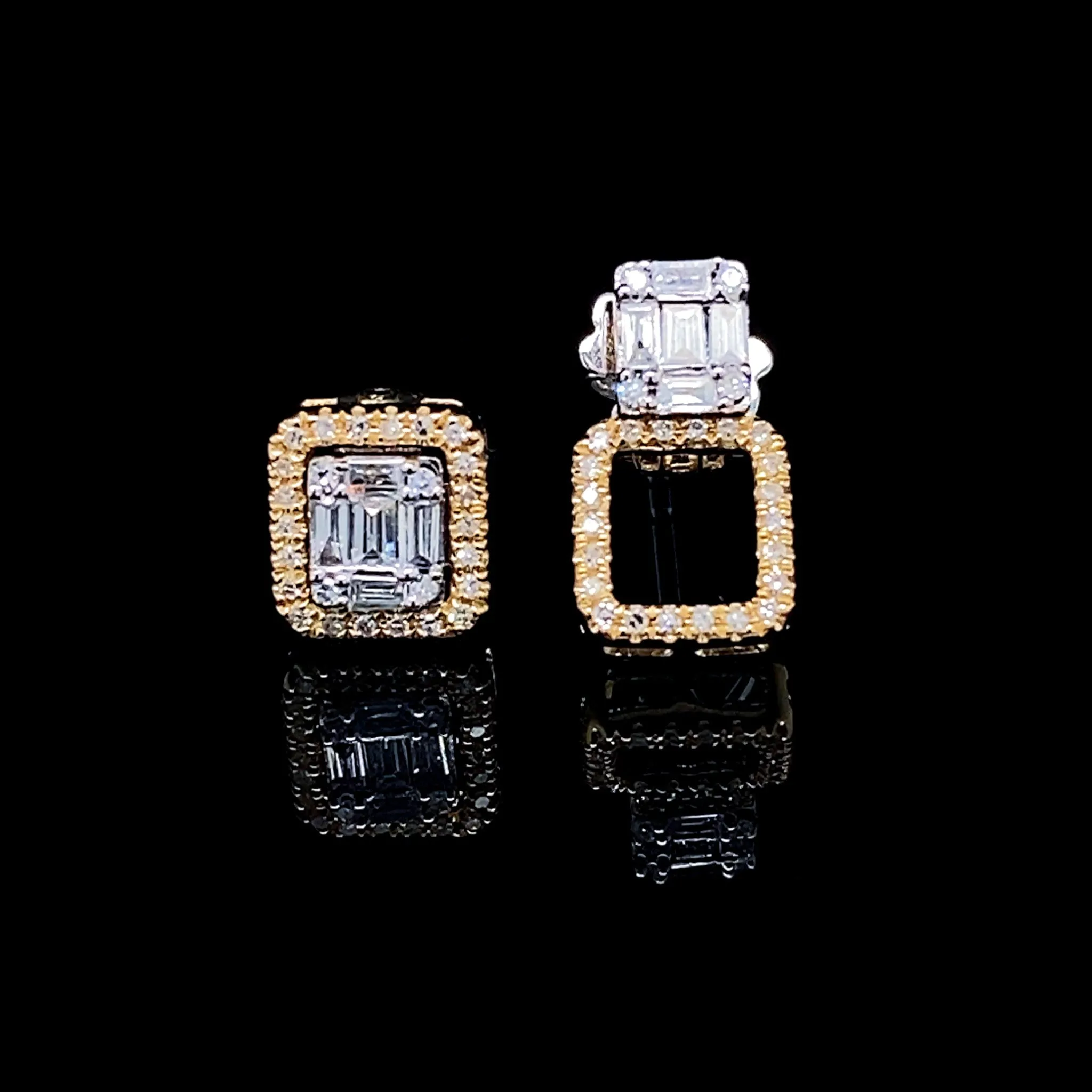 #LVNA2024 | Golden Multi-Wear Halo Emerald Diamond Earrings 14kt