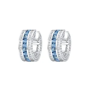 Masterpiece Sapphire and Diamond Clutch Hoop Earrings