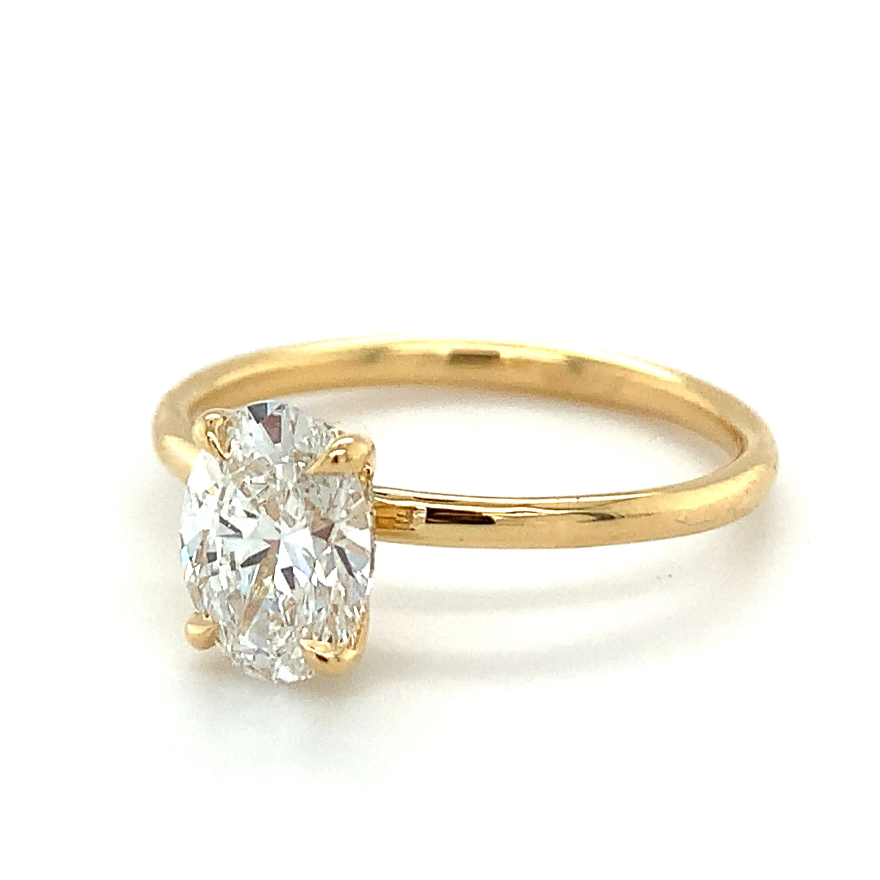 Millie - 18ct Yellow Gold 1.10ct Laboratory Grown Oval Solitaire Engagement Ring with Hidden Halo