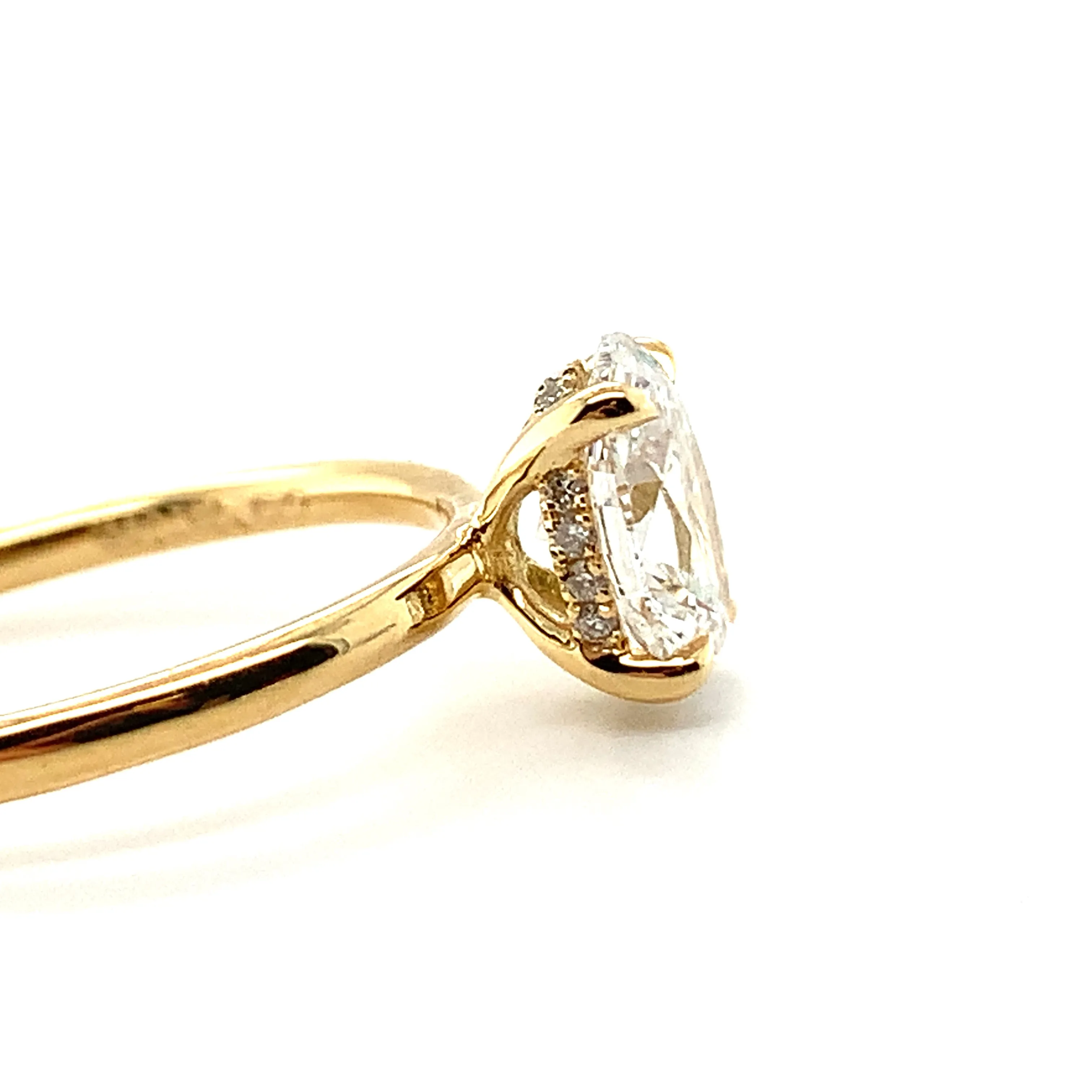 Millie - 18ct Yellow Gold 1.10ct Laboratory Grown Oval Solitaire Engagement Ring with Hidden Halo