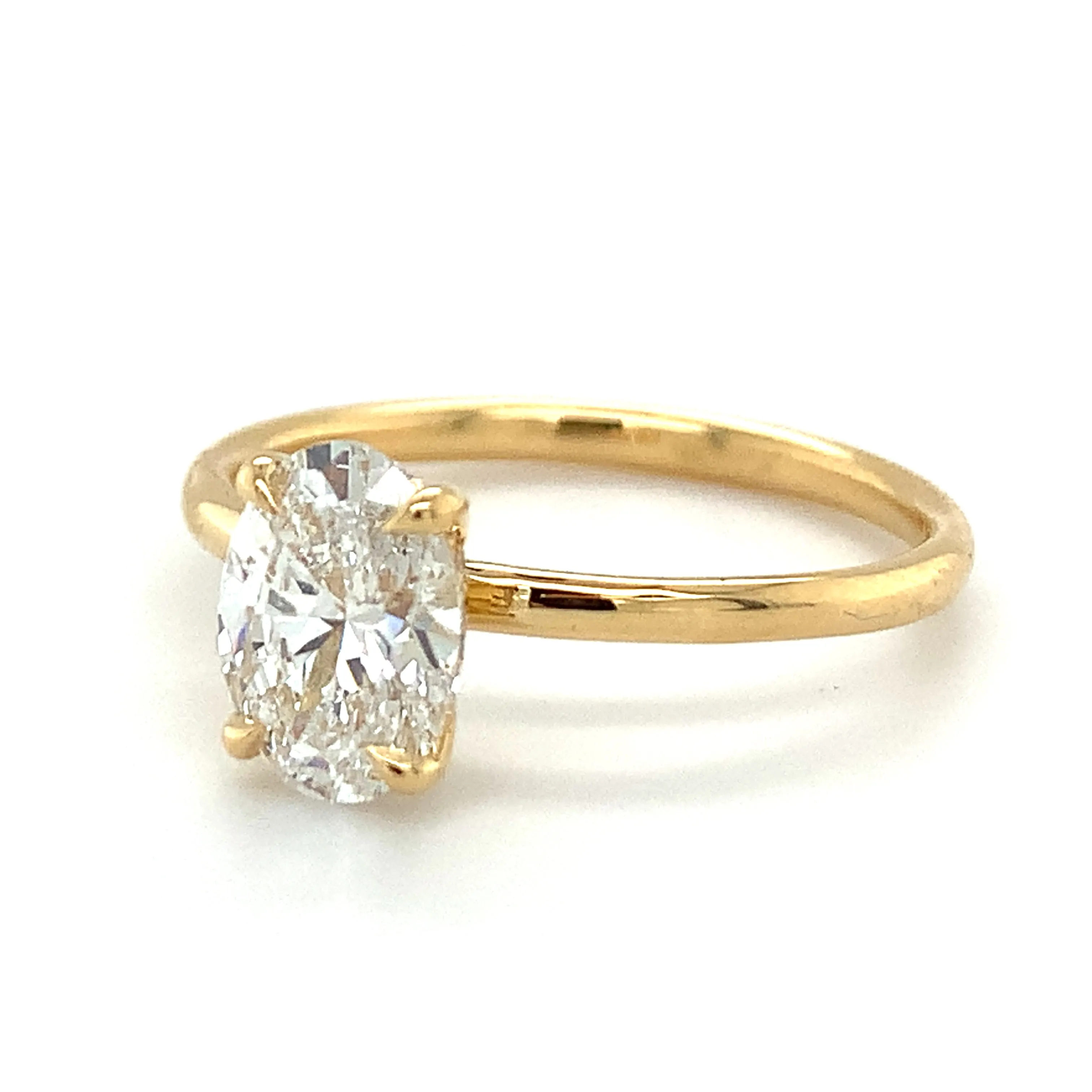 Millie - 18ct Yellow Gold 1.10ct Laboratory Grown Oval Solitaire Engagement Ring with Hidden Halo