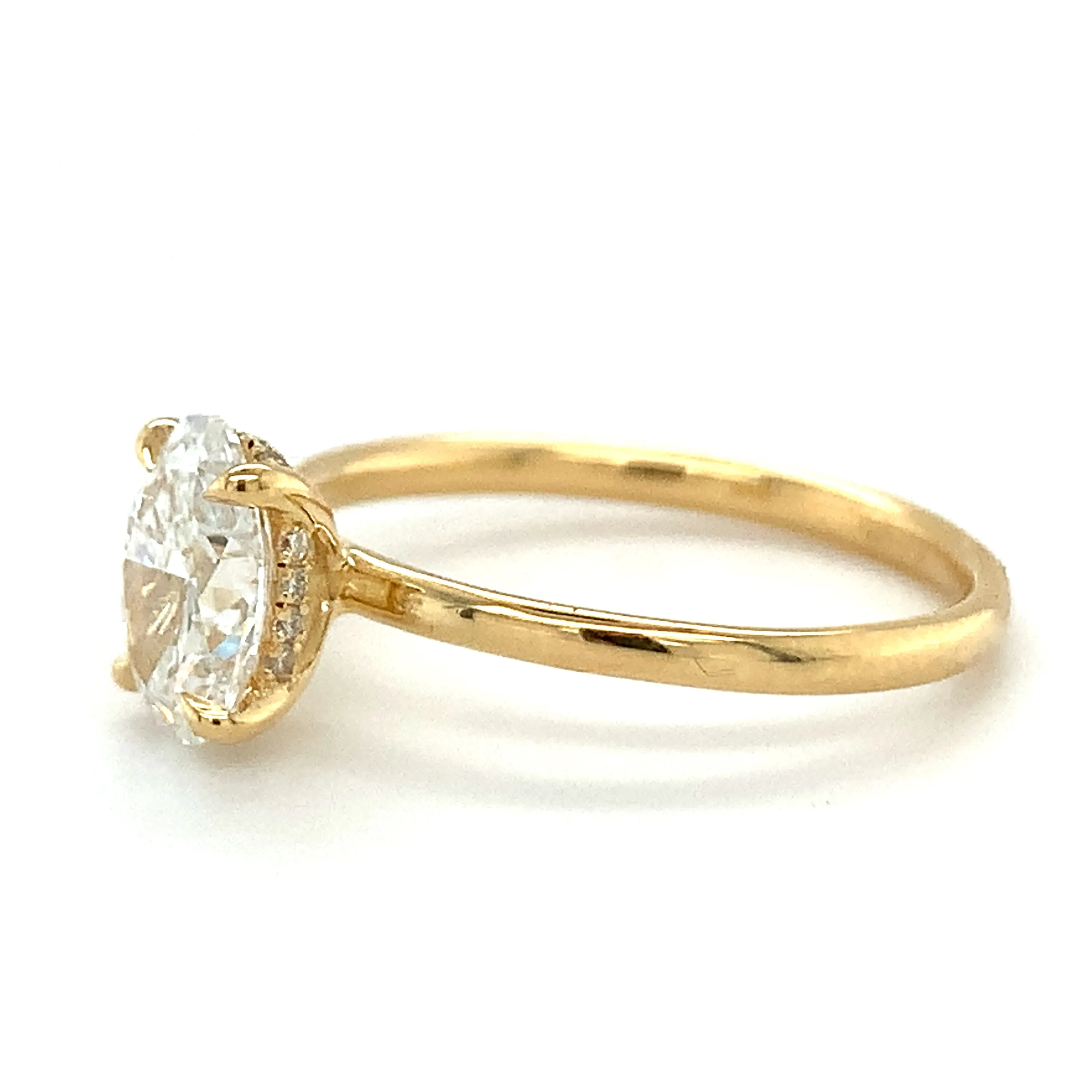 Millie - 18ct Yellow Gold 1.10ct Laboratory Grown Oval Solitaire Engagement Ring with Hidden Halo