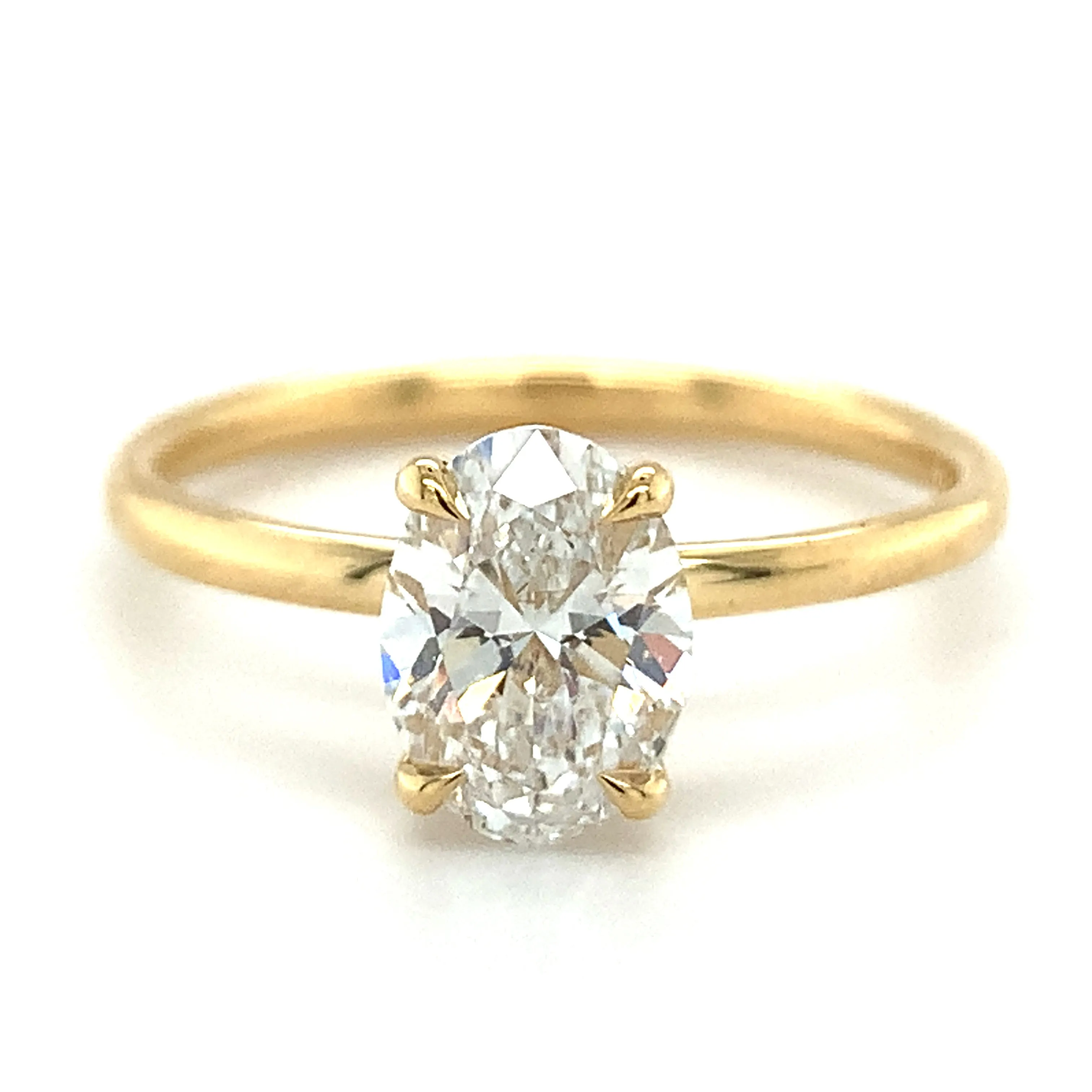 Millie - 18ct Yellow Gold 1.10ct Laboratory Grown Oval Solitaire Engagement Ring with Hidden Halo