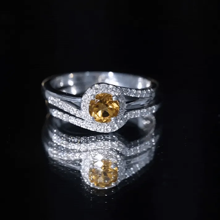 Minimal Citrine Engagement Ring with Diamond Enhancer