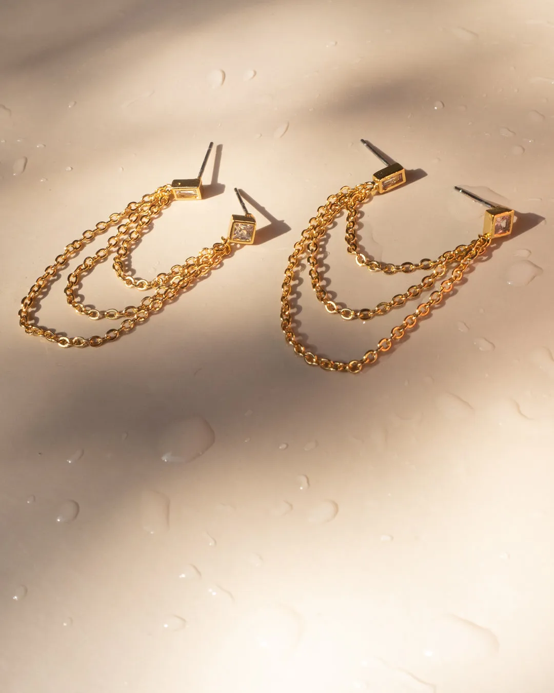 Mixte Cascading Chain Studs- Gold