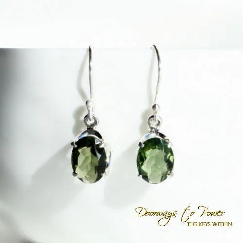 Moldavite Crystal Drop Earrings