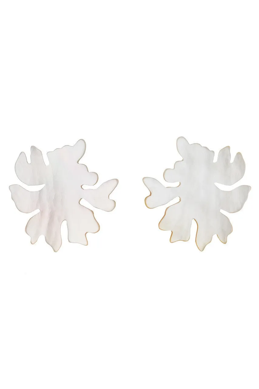 Mother Of Pearl Coral Clip Earrings