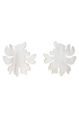 Mother Of Pearl Coral Clip Earrings