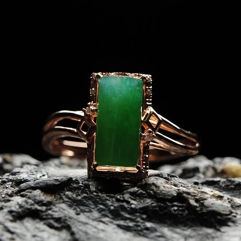 Natural Jade Ring Jadeite Gold Ring RG39