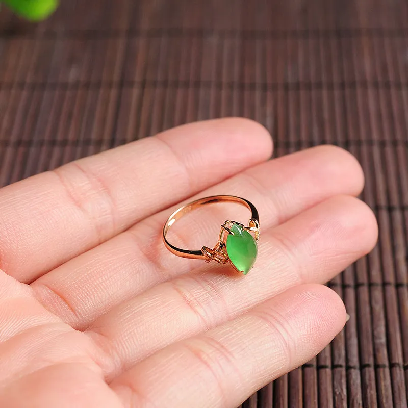 Natural Jade Ring Jadeite Gold Ring RG64