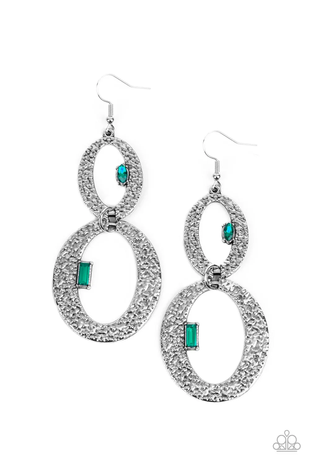 OVAL and OVAL Again - Green Earrings - Paparazzi Accessories