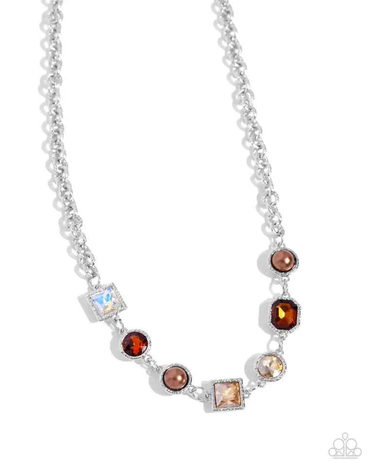 Paparazzi Necklace ~ Bejeweled Bravado - Brown