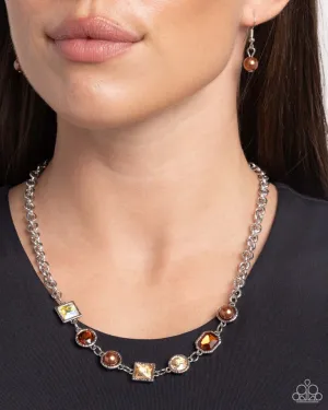 Paparazzi Necklace ~ Bejeweled Bravado - Brown