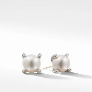 Pearl Earrings with Diamonds