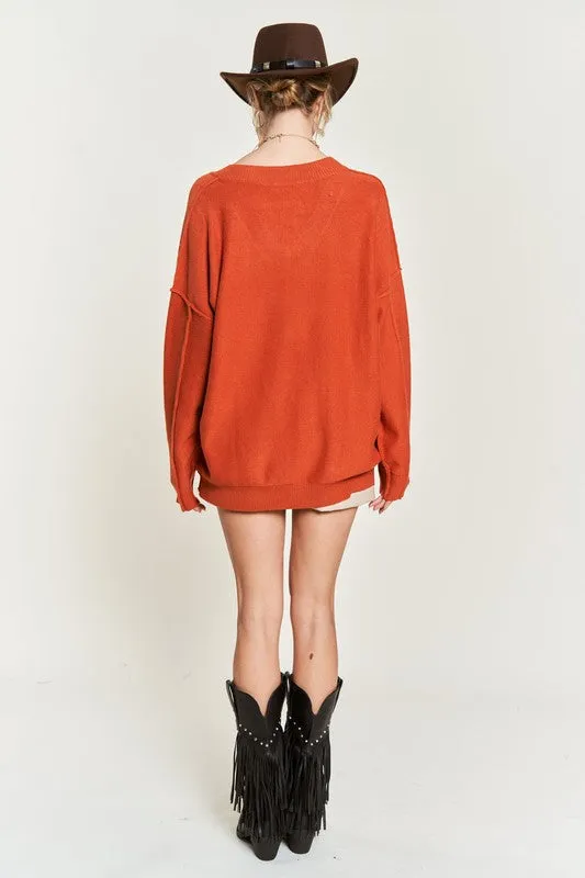 Plus V-Neck Oversized Sweater