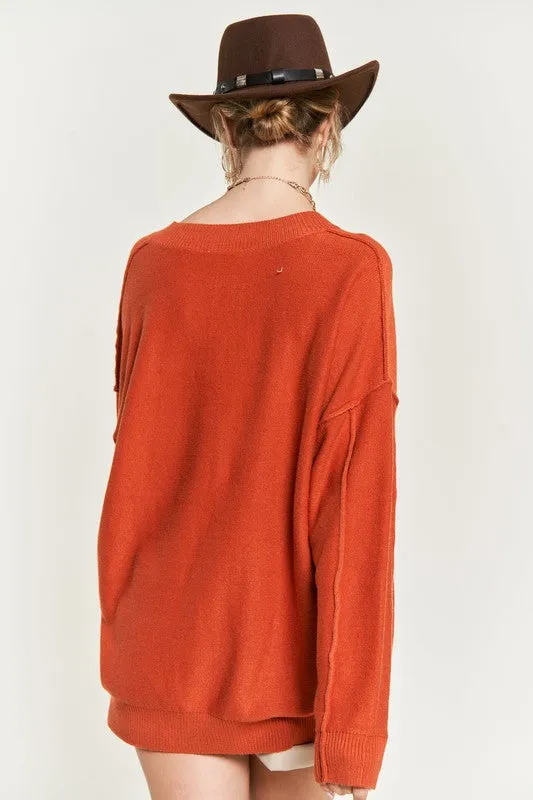 Plus V-Neck Oversized Sweater