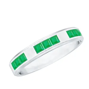 Princess Cut Emerald Wedding Band in Channel Setting