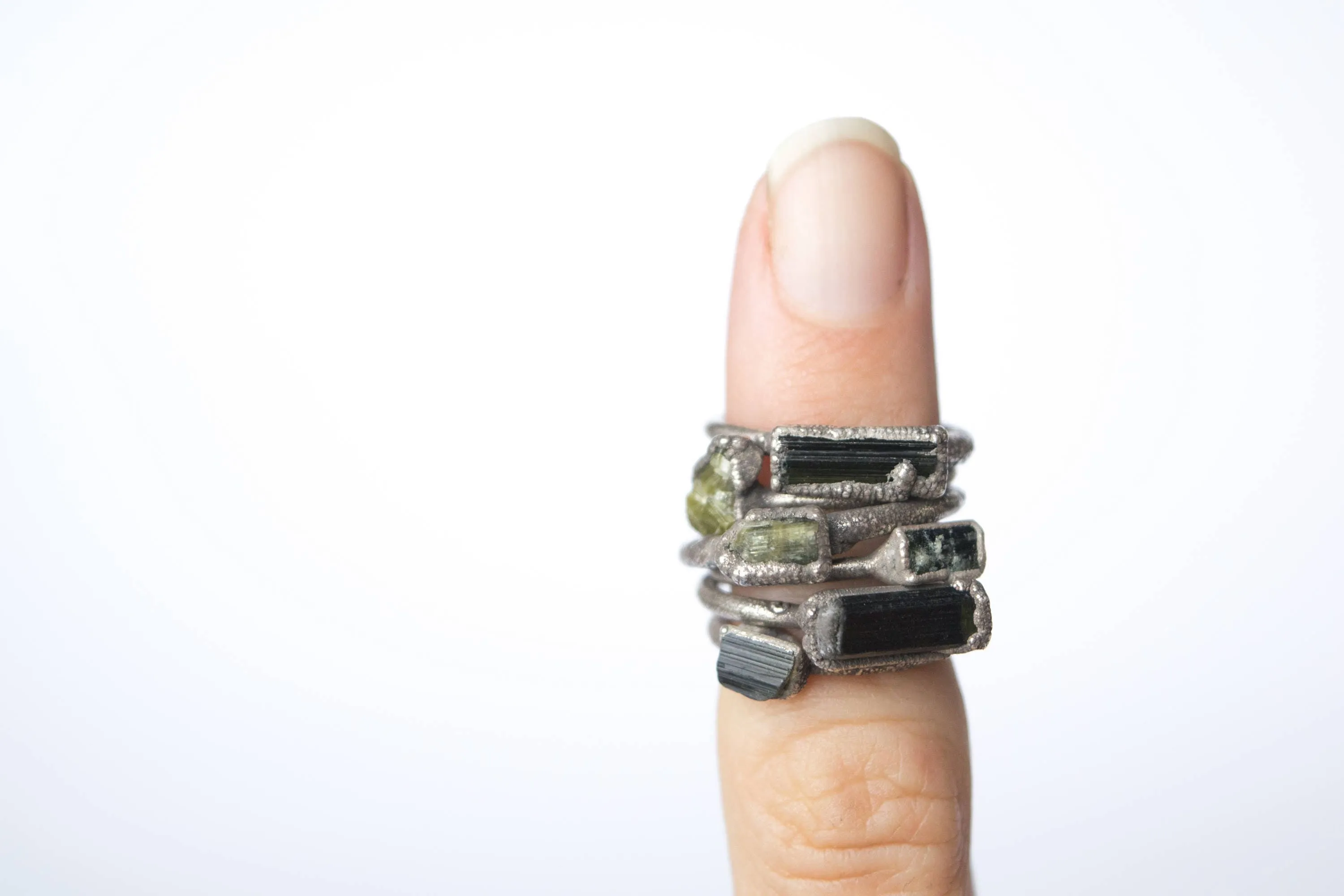 RAW tourmaline ring | Green tourmaline crystal ring