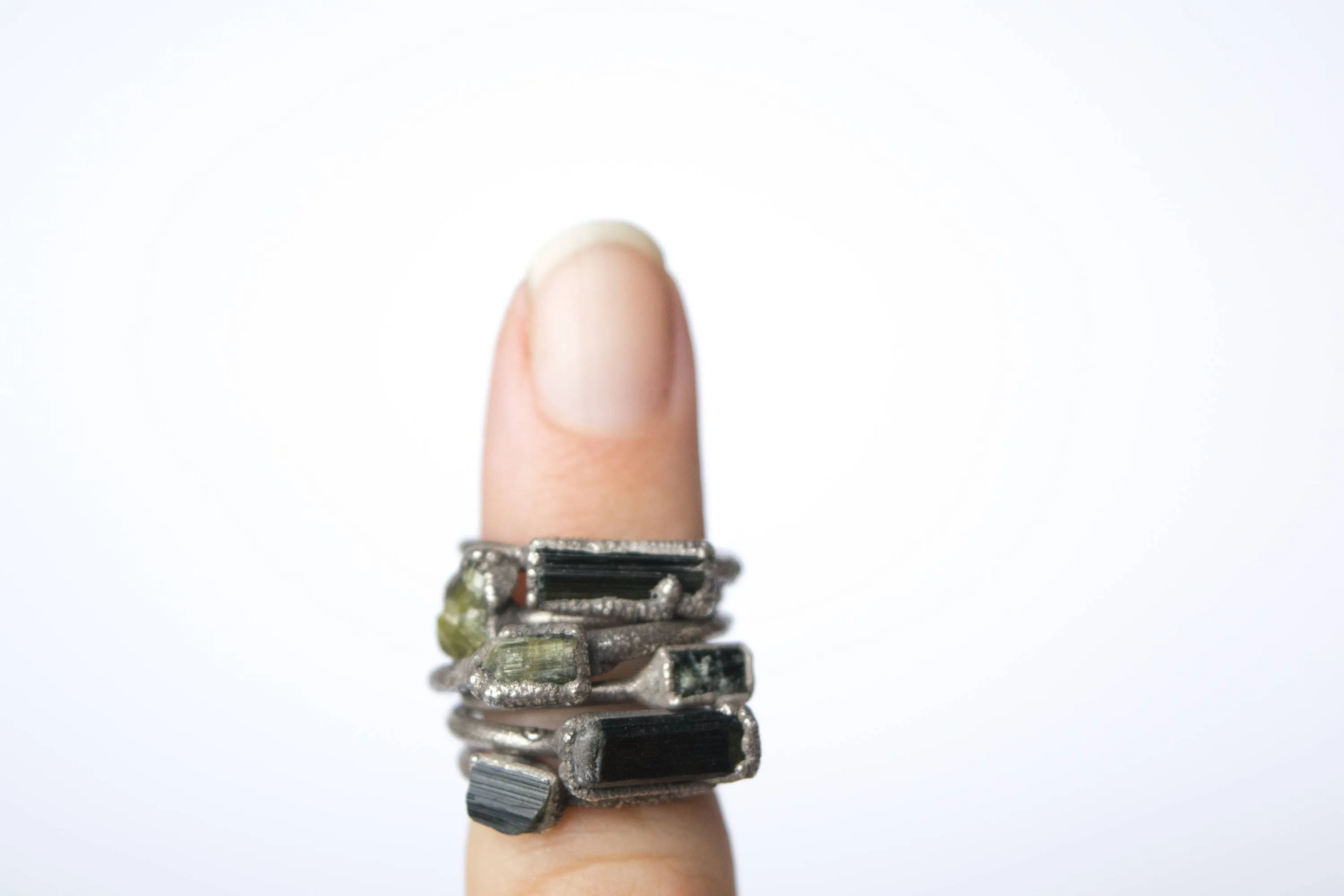 RAW tourmaline ring | Green tourmaline crystal ring