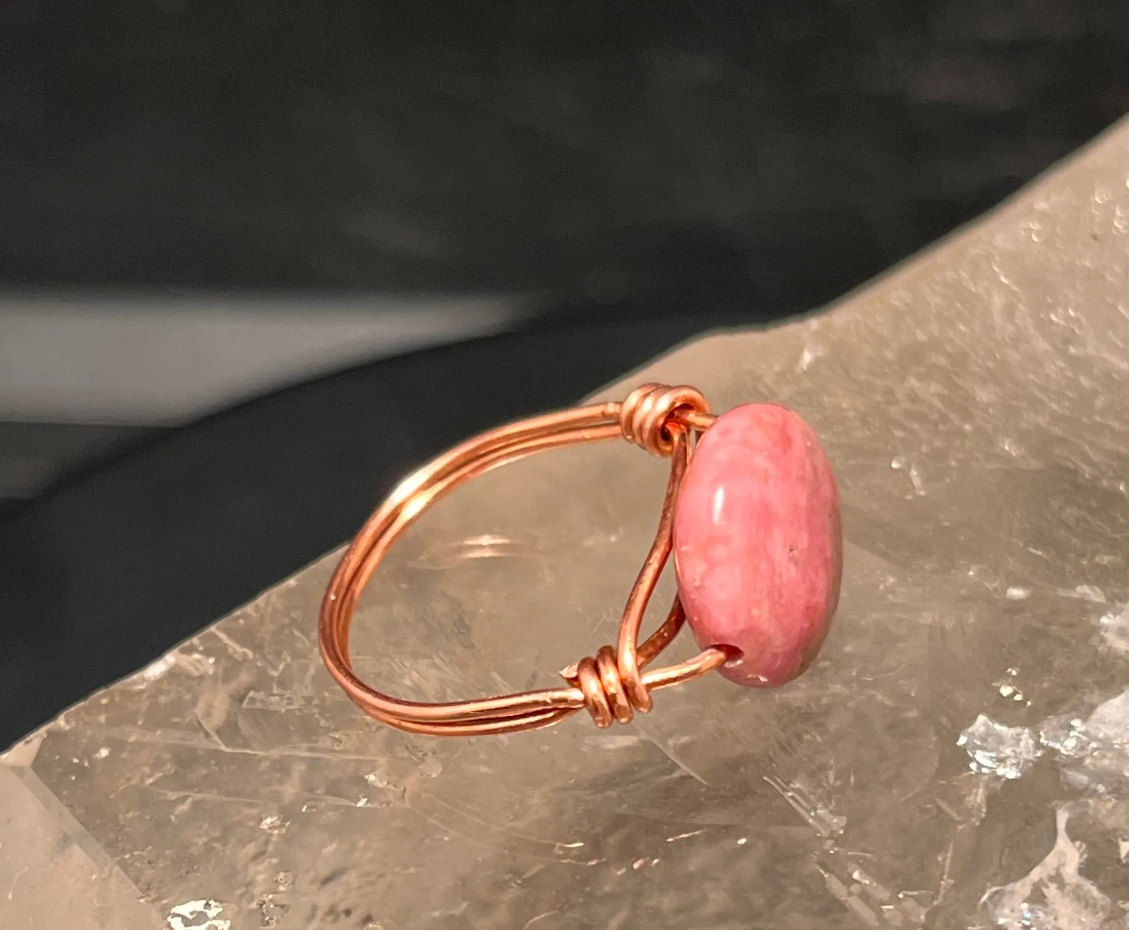 Rhodonite Copper Bead Ring