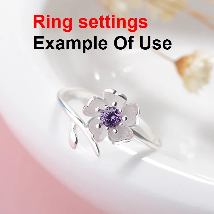 Ring Setting Blank 4mm 1pc 925 Sterling Silver Adjustable CZ Semi Mount for 1 Flower Round Shape Faceted Stone 5 Prongs Wholesale Available