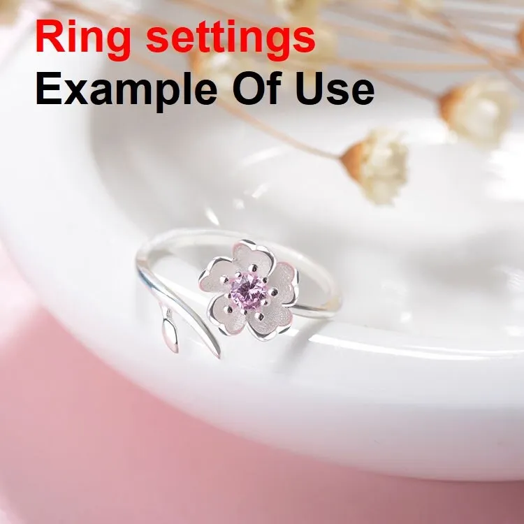 Ring Setting Blank 4mm 1pc 925 Sterling Silver Adjustable CZ Semi Mount for 1 Flower Round Shape Faceted Stone 5 Prongs Wholesale Available