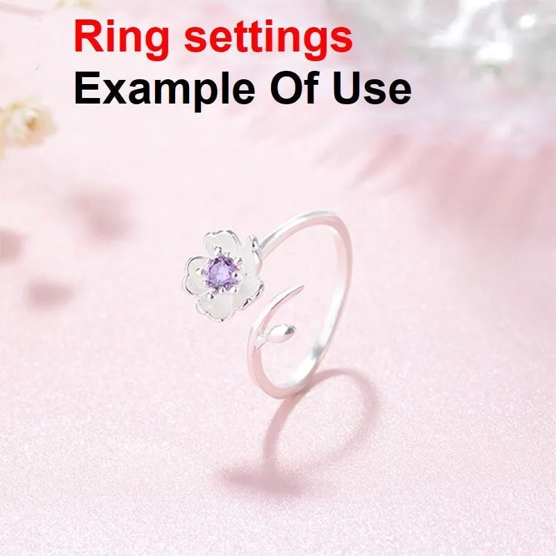 Ring Setting Blank 4mm 1pc 925 Sterling Silver Adjustable CZ Semi Mount for 1 Flower Round Shape Faceted Stone 5 Prongs Wholesale Available