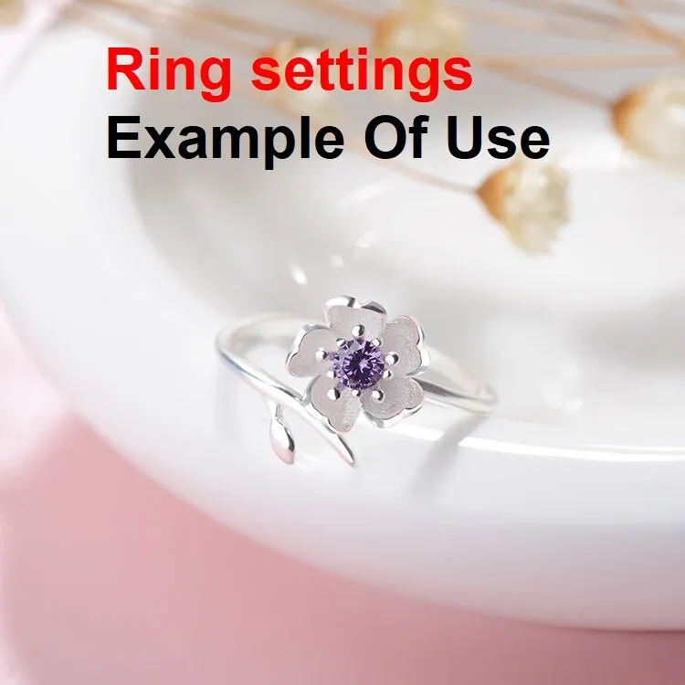 Ring Setting Blank 4mm 1pc 925 Sterling Silver Adjustable CZ Semi Mount for 1 Flower Round Shape Faceted Stone 5 Prongs Wholesale Available