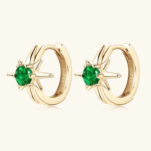 Romantic Star Emerald Hoop Earrings