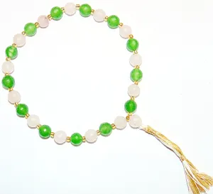 Rose Quartz and Green Jade faceted beads wrist mala