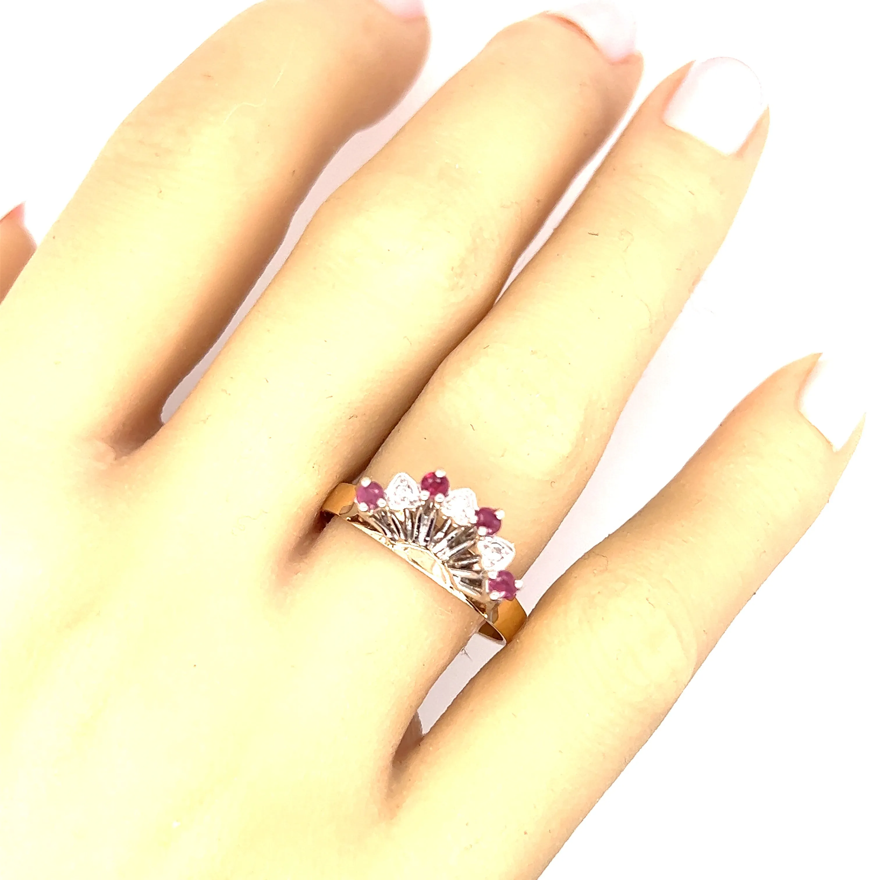 Ruby & Diamond 9ct Yellow Gold Accent Ring