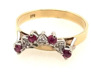 Ruby & Diamond 9ct Yellow Gold Accent Ring