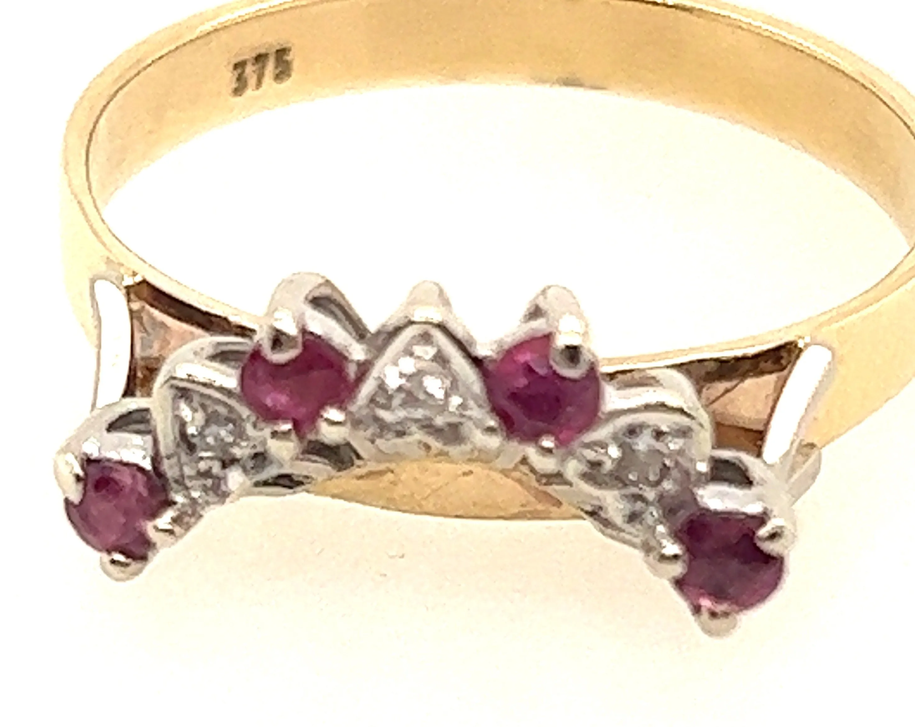 Ruby & Diamond 9ct Yellow Gold Accent Ring