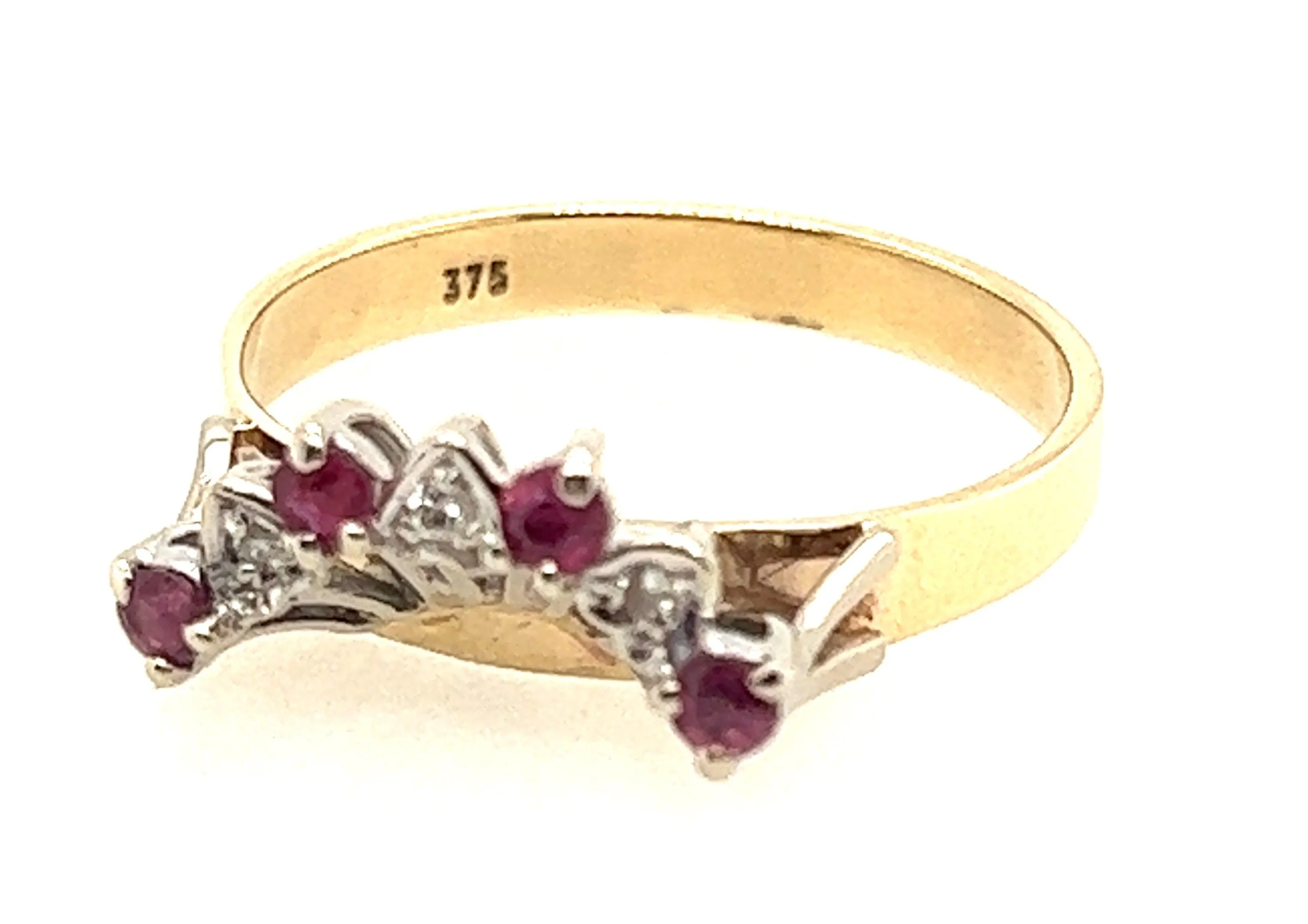 Ruby & Diamond 9ct Yellow Gold Accent Ring