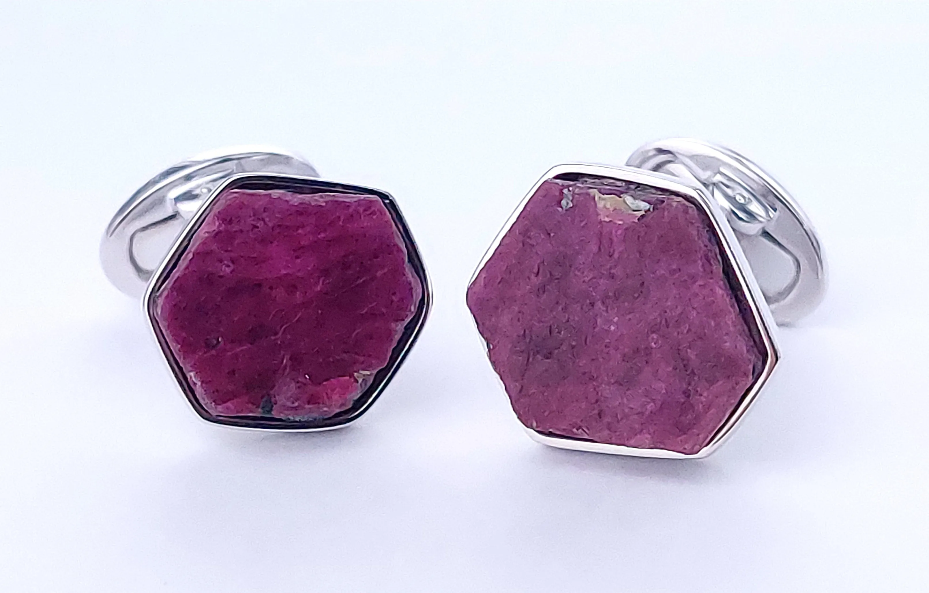 Ruby Raw Gemstone Sterling Cufflinks