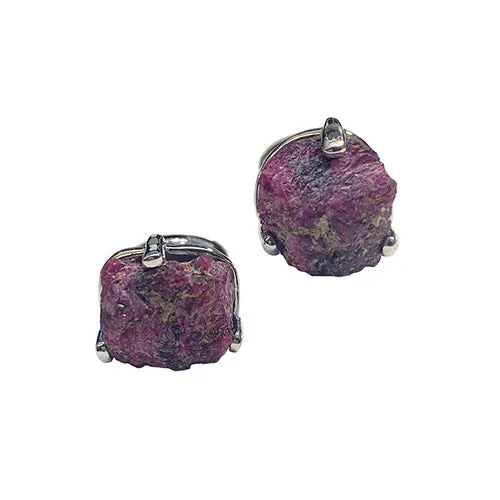 Ruby Raw Gemstone Sterling Cufflinks