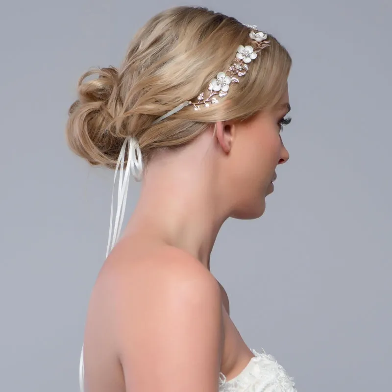 SassB Opulence Pearl and Crystal Floral Hair Vine