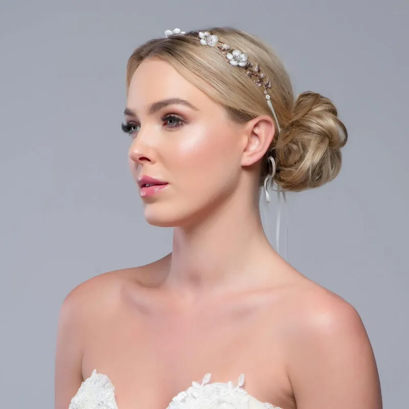 SassB Opulence Pearl and Crystal Floral Hair Vine