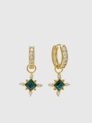 Sierra Charm Hoop Earrings - Emerald