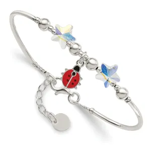 Silver Childrens Ladybug Swarovski Bracelet